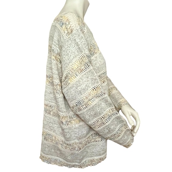 Design Options Philip & Jane Gordon Beige Knit Ribbon Grandma Cardigan Sweater - Picture 5 of 12